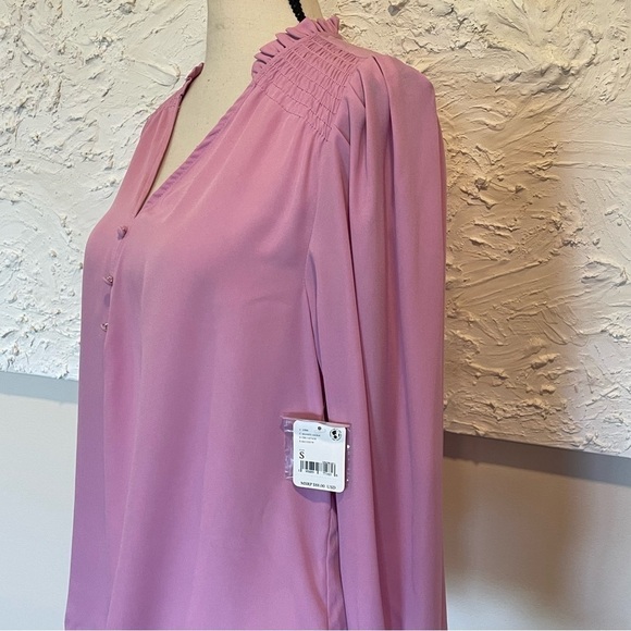 Free People Smocked Blouse Top Long Sleeve Ruffle Moonlit Orchid Pink Sz S $88. - Picture 6 of 9